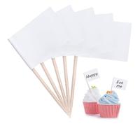 100Pcs Toothpick Flags Food Flags Cupcake Flags Cheese Flags for Charcuterie Board Blank Toothpick Flags Charcuterie Board Cheese Board Accessories Flag Toothpicks for Appetizers Party (White)