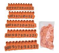 100Pcs TPU Pig Cow Ear Tag with Number 001-100, Livestock Ear Label Tag, Durable Farm Animal Identification Markers, Bright Color Fade - Tags for Sheep Cattle Pigs, Inc (Orange)