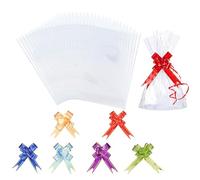 100Pcs Transparent Cellophane Cookie 15 * 25+Latte 1.2cm Transparent Resealable Flat Cellophane Bags OPP Plastic Storage Bags Dessert/Party/Gift/Home