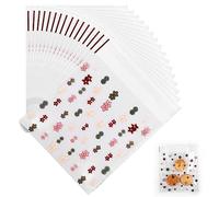 100pcs Transparent Plastic Bags, 5.5x5.5 Inch Self Sealing Cellophane Plastic Bags Self Adhesive Clear Packaging Bags for Candy Biscuit Bakery Snacks Jewelry Crafts (Flower Pattern)