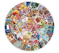 100Pcs Travel Map Stickers Laptop Car Scrapbook Phone Skateboard World City Tourist Vintage Travel Country Stickers Vinyl Waterproof Personalised Stickers for Teens Boys Girls Adults Children