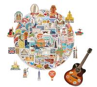 100Pcs Travel Stickers Pack for Teens Adults Waterproof Cute Voyage Stickers Global Famous Country City Landmarks Stickers for Water Bottles Laptops Luggage Skateboard Guitar Birthday Party Favors