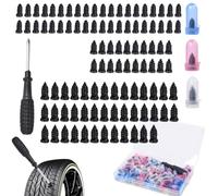 100Pcs Tyre Repair Screws, Vacuum Tubeless Tyre Car Puncture Repair Emergency Kit, Quick Self-Service Rubber Nails, Universal Tire Plugs Tools with Screwdriver for Aoto Motorcycle Bike Bicycle Van