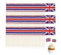 100pcs Union Jack Cake Decorations,United Kingdom UK Flag Cake Toppersfor King Charles III Coronation Decorations,Street Party,Union Jack Party Britain Sporting Events Supplies