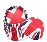 100Pcs Union Jack Cupcake Cases Greaseproof, Britain Red White Blue Cake Case Paper Baking Cups Paper Cases for Muffins and Cakes,Wrapper Paper Liner Bun Cases for VJ Day 80th Anniversary Decorations