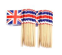 100pcs Union Jack Toothpick Flags for ve day 80th anniversary decorations, Mini ve day union jack cocktail stick sandwich flag,Britain Cupcake Toppers for Euro World Cup Pub Royal Event Party Supplies