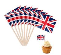100pcs Union Jack Toothpick Flags Union Jack Cake Toppers Mini British Flags for Ice Cream UK Flags Sandwich Food Cupcake for Euro World Cup Birthday Wedding Baby Shower National Day