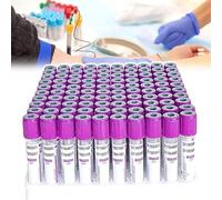 100pcs Vacutainer Blood Collection Tubes (2ml/3ml/5ml/10ml), EDTA K2 Glass Blood Collection Tubes, With Screw Cap | Label Coding, For Lab(3ml)