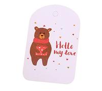 100Pcs Valentines Day Gifts Paper Tags Love Heart Flower Bear Printed Hanging Labels for Wedding Thanksgiving Party Wrapping Valentine Tags
