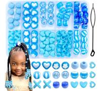 100Pcs Vibrant Acrylic Hair Beads with Heart Flower Designs and Easy Threader for Styling Braiding Beads for Kids