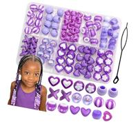 100Pcs Vibrant Acrylic Hair Beads with Heart Flower Designs and Easy Threader for Styling Festival Hair Jewelry Set