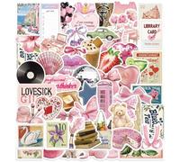 100Pcs Vintage Pink Aesthetic Stickers for Water Bottles, Laptops, Scrapbooks, Journals, Cute Stickers for Girls Adults, Phone Guitar Kindle Sticker Gift Ideas