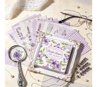 100PCS Vintage Scrapbook Pages, Junk Journal Art Deco Supplies - Purple | 3.15x3.15in Floral Ribbon Theme Paper, Aesthetic Lavender Violet Ornaments, Retro Distressed Ephemera Memo Background Element