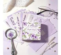 100PCS Vintage Scrapbook Sheets, Junk Journal Art Deco Supplies - Purple | 3.15x3.15in Floral Ribbon Theme Paper, Aesthetic Lavender Violet Accents, Retro Distressed Ephemera Memo Background Elements