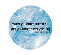 100pcs Vinyl Peel and Stick Circle Decals,Worry About Nothing Pray About Everything Philippians 4 : 6 Labels Stickers Quotes for Laptop Envelope Seals Jar Water Bottles Goodie Bags Packaging 2in
