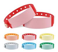 100pcs Vinyl Wristbands Hospital Identification Bands,Waterproof Adjustable Medical Wristband,Disposable Snap Wristband for Hospital (Color : Red)