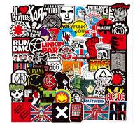 100Pcs Waterproof Rock Music Stickers, Vinyl/PVC Decals with Classic Rock Elements, Graffiti & Retro Style for Luggage, Water Bottle, Fridge, Laptop, Skateboard, Phone - Ideal for Adults & Teens