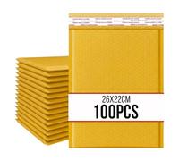 100pcs Waterproof Strong Adhesive Bubble Padded Mailing Bags, Tamper-Proof Shipping Packaging, Durable Protective Postal Self-Seal Jiffy Bags Envelopes - Multiple Colours (Yellow, 26x22cm)