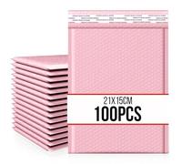 100pcs Waterproof Strong Adhesive Bubble Padded Mailing Bags, Tamper-Proof Shipping Packaging, Durable Protective Postal Self-Seal Jiffy Bags Envelopes - Multiple Colours (Pink, 21x15cm)