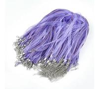 100pcs Waxed Cord and Organza Ribbon Necklace Making Supplies Accessories with Iron Lobster Claw Clasps 17.6"~17.8"(45~455cm) F8-Lilac