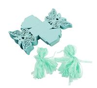 100PCS Wedding Favor Sugar Boxes, Rustic Paper Candy Boxes for Chocolate or Jewelry, Butterfly Design Wedding Favour Boxes with Assembly Required, White Pink Beige Light Blue Light (Blue)