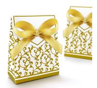 100pcs Wedding Favour Candy Boxes Gift Boxes,Golden Pattern Square,Silver Pattern Square (Gold)