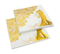 100PCS Wedding Napkins, 33×33cm 2-Layer Cocktail Napkins Soft Hand Napkins with Bride and Groom Pattern, Wedding Paper Serviettes, Beverage Napkins, Dinner Napkins for Anniversary Engagement