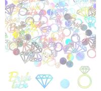 100pcs Wedding Party Confetti, Iridescent Glitter Foil Confetti Bride To Be Decorations Engagement Table Scatter for Bachelorette Hen Do Party Supplies Mr and Mrs Engaged Reception Decor