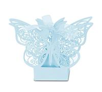 100PCS Wedding Party Favor Gift Box, Butterfly Boxes with Ribbon, Candy Favor Boxes, for Wedding Party Favors Birthday Party Favors Decoration Supplies (Blue)