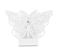 100PCS Wedding Sugar Boxes, Butterfly Candy Boxes for Wedding Favors, Rustic Paper Chocolate Boxes with Assembly Design, White Pink Beige Light Blue Light Purple Red Options, 11 x (ice white)