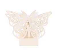 100PCS Wedding Sugar Boxes, Butterfly Candy Boxes for Wedding Favors, Rustic Paper Chocolate Boxes with Assembly Design, White Pink Beige Light Blue Light Purple Red Options, 11 x (white sapphire