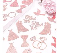 100Pcs Wedding Table Confetti Pink Glitter Bridal Shower Decorations She Said Yes Diamond Ring Confetti for Bridal Shower Wedding Engagement Anniversary Valentine's Day Bachelor Party
