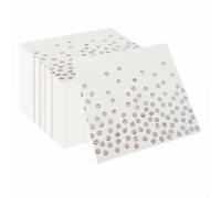 100PCS White and Silver Polka Dot Party Napkins, CEILIWEN 33x33CM Silver Napkin Serviettes, Cocktail Napkins Party Napkins Dinner Napkins Serviettes