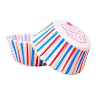 100Pcs White Blue Red Striped Paper Cupcake Cases for Baking, Muffin Cup Cake Paper Liners Small Muffin Cupcake Wrapper Paper.Cases for Birthday Party,Union Jack Theme Parties Supplies
