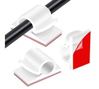 100pcs White Cable Clips Self Adhesive - Outdoor Light Wire Clips Self Adhesive Cable Tidy Hooks Cord Organiser Holder Cable Management for Workshop Home Office Christmas Decorations Fairy Light