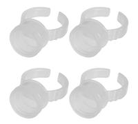 100PCS White Eyelash Glue Holder ，Disposable Plastic Glue Ring M Nail Art Polish Individual False Eyelash Extension Adhesive Pigment Holders Beauty Tool