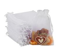 100Pcs White Gauze Bags Chiffon Bags With Drawstring, Organza Bags Small,13x18 cm Organza Gift Bags, Jewelry Drawstring Pouches Mesh Wedding Party Favor Bags Fabric Gift Bags