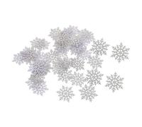 100pcs White Glitter Snowflake Embroidered Appliques for Hair Clips | Cloth Embellishments, Lightweight Secure Fit, Elegant Sparkling Decoration for Scrapbooking, Jewellery, Clothing Patches