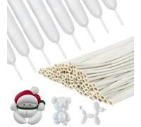 100PCS White Long Balloons for Modelling Kit, 260q White Long Balloons for Tying with Twisting DIY Animal Balloons Magic Shapes for 260 Baloons Ties, Birthday Party Decoration, Wedding Prom Clown Deco