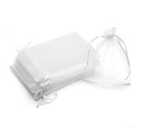 100PCS White Organza Bags, Sheer Mesh Bags Drawstring Bag, Wedding Favor Party Shower Pouch Jewelry Bags For Merchandising, Bracelets, Stones (9 * 12cm)