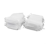 100Pcs White Organza Bags with Drawstring Wedding Party Favour Jewellery Candy Pouches Christmas Festival Packing Multiple Sizes(10 * 15cm)