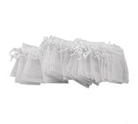 100Pcs White Organza Bags with Drawstring Wedding Party Favour Jewellery Candy Pouches Christmas Festival Packing Multiple Sizes(5 * 7cm)