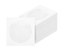 100pcs White Paper CD DVD Sleeves,120g 5inch CD DVD Sleeves Envelope Holder with Clear Window and Flap