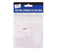 100Pcs White Price Tags Strung Marking Tags Jewelry Tags Labels with String Attached for Clothes Clothing Jewelry Rings (53 * 36mm)