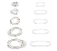 100pcs White Rubber Bands 5 Sizes Heavy-Duty Thick Rubber Band Assorted Wide Elastic Band for Litter Box File Folder Camping Hiking Home School Office Supplies-0.9/1.5/2.1/2.6/3.1IN