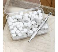 100Pcs White Square Gradient Nail Sponge Set, Soft Mini Nails Smudge Nail Brush Tool with Grabbing Pen(White)