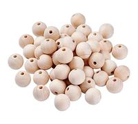 100Pcs Wood Beads, 20mm/0.78in Natural Wooden Spacer Bead Hair Braid Beads for Macrame Rosary Bracelet Jewelry Craft Making
