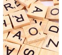100pcs Wooden Alphabet Puzzle Tiles with Black Letter Values for Early
