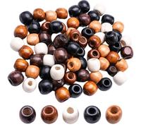 100Pcs Wooden Beads, 11x12mm Large Hole Beads, 5 Colors Craft Supplies for DIY, Hair Braiding, Macrame, Jewelry Making, Wood for Jewelry Making