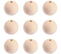 100pcs Wooden Beads 14mm Natural Round Wood Bead Unfinished Craft Loose Beads for Adult DIY Craft Making Macrame Wall Hanging Craft and DIY Painting Home Decorations (4mm Hole)